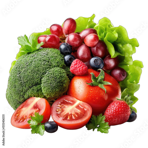 Colorful array of fresh fruits and vegetables