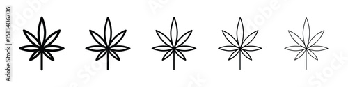 Cannabis leaf icon Outline and flat style designs