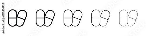 Capsule icon Outline and flat style designs