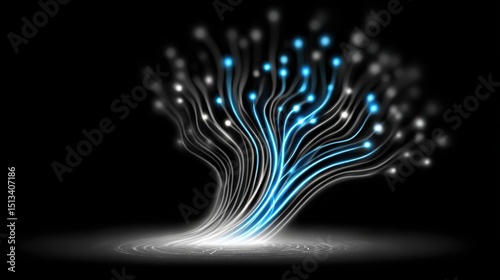 deep blue abstract tech background with circuit lines and glowing elements, futuristic style, high detail