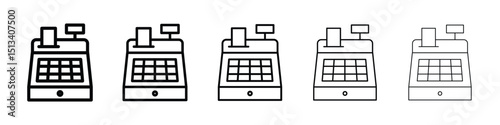 Cash register icon Outline and flat style designs