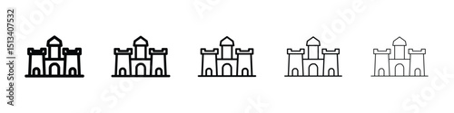 Castle icon Outline and flat style designs