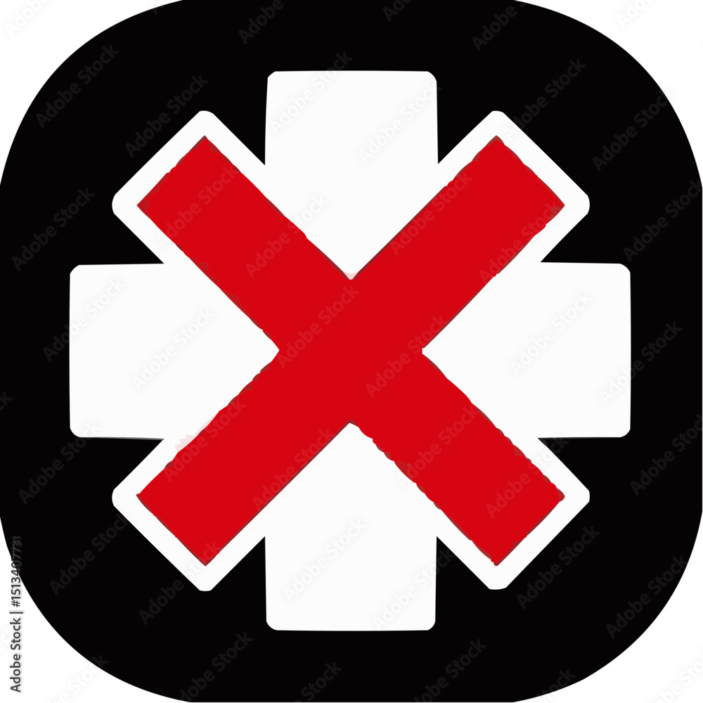 Obraz premium Medical icon featuring a red cross and contrasting colors 