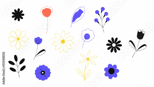 Vibrant Spring Floral Illustrations A Collection of Hand-Drawn Flower Designs Perfect for Springtime Projects
