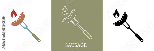 sausage icon design. Outline style. Vector illustration. "NO AI"
