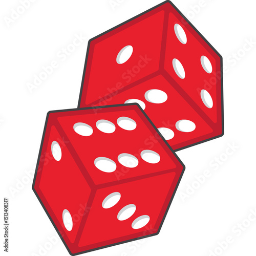 Red Dice Vector Isometric View