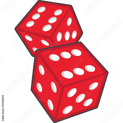 Red Dice Vector Isometric View