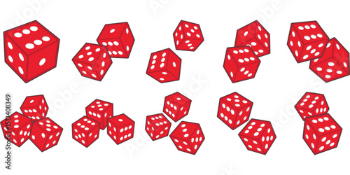 Red Dice Vector Isometric View