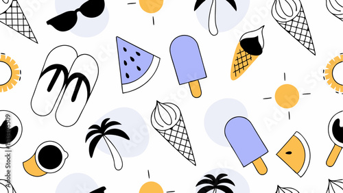 Embrace the Vibrant Spring Vibes Summertime Seamless Pattern Design
