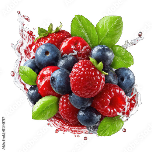 Fresh berries in a splash of liquid