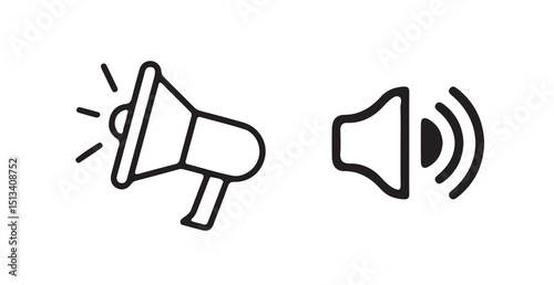 Stylized Megaphone Icon with Audio Ring for Digital Marketing Use