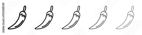 Chili icon Outline and flat style designs