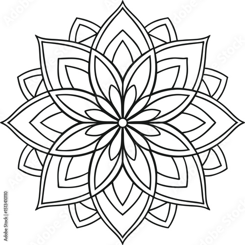 Abstract floral vector illustration with a natural leaf pattern, perfect for a tattoo or decorative element