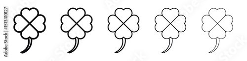 Clover icon Outline and flat style designs