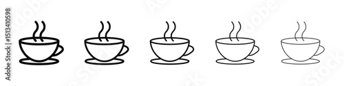 Coffee icon Outline and flat style designs