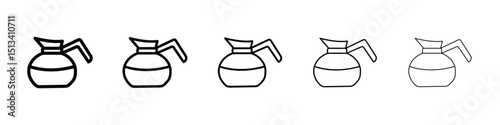 Coffee pot icon Outline and flat style designs
