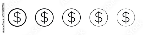 Coin icon Outline and flat style designs