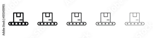 Conveyor belt icon Outline and flat style designs