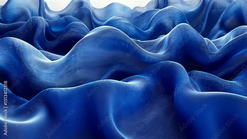 Abstract blue fabric waves background with elegant soft textile textures video loop