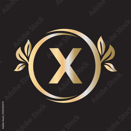 Green Leaf Logo Combine With Letter X Vector Template