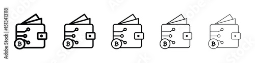 Cryptocurrency wallet icon Outline and flat style designs