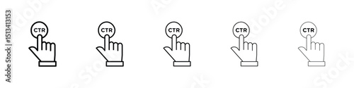 CTR icon Outline and flat style designs
