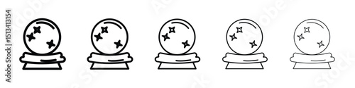 Crystal ball icon Outline and flat style designs