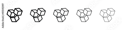 Cubes icon Outline and flat style designs
