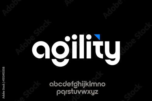 word of agility . modern minimalist round clean alphabet font. lowercase bold typography vector illustration design