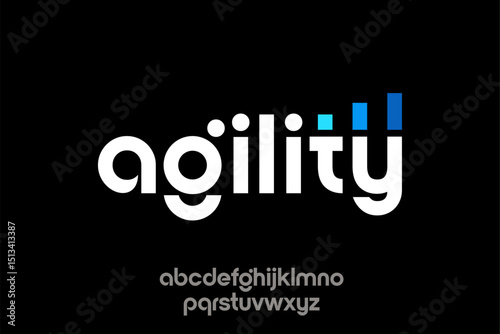 word of agility . modern minimalist round clean alphabet font. lowercase bold typography vector illustration design