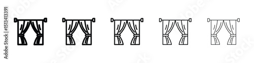 Curtain icon Outline and flat style designs