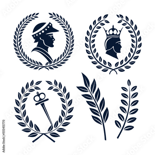 Circular laurel foliate vector icon