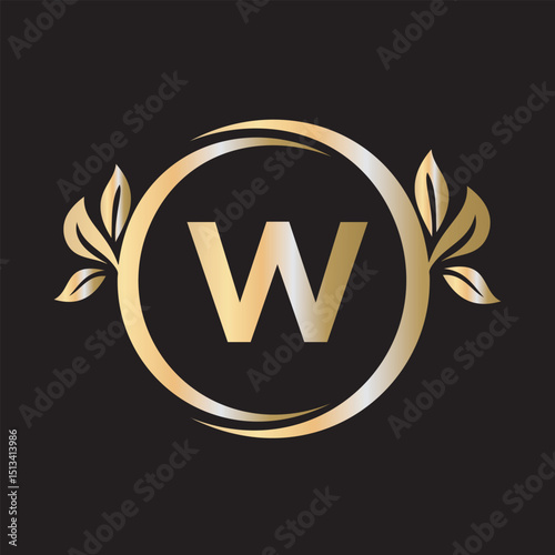 Green Leaf Logo Combine With Letter W Vector Template