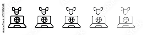 Ddos icon Outline and flat style designs
