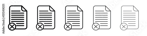 Delete Document icon Outline and flat style designs