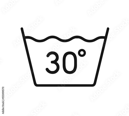 Washing care symbol indicating 30 degrees Celsius for laundry