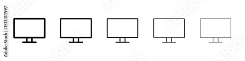 Desktop icon Outline and flat style designs
