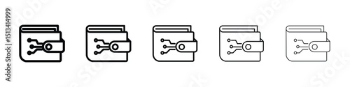 Digital wallet icon Outline and flat style designs