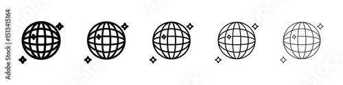 Disco ball icon Outline and flat style designs