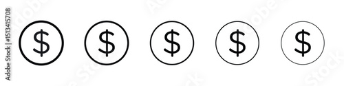Dollar icon Outline and flat style designs