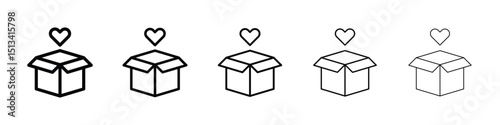 Donation box icon Outline and flat style designs