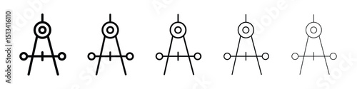 Drafting compass icon Outline and flat style designs