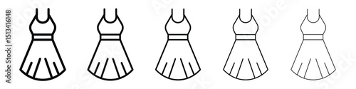 Dress icon Outline and flat style designs