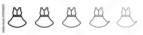 Dress icon Outline and flat style designs