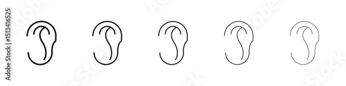 Ear icon Outline and flat style designs