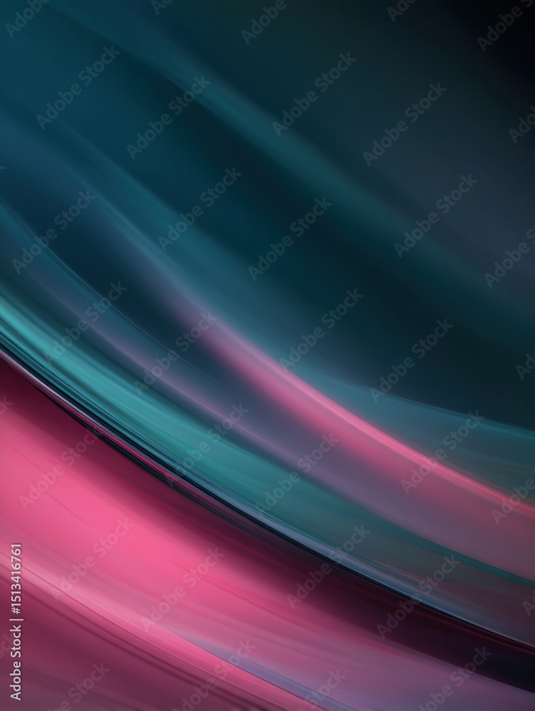 Naklejka premium Abstract: Waves of teal and pink flow smoothly in an intriguing visual display of color and motion.