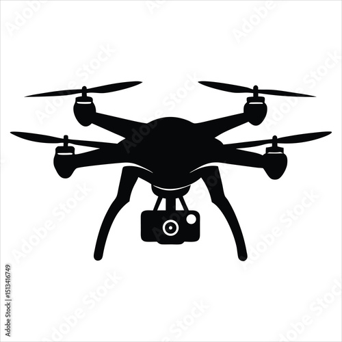 Drone silhouette illustration, Drone silhouette vector bundle illustration, Drone silhouette, Drone with camera, Drone Aerial Black Silhouette Icon, Vector black-white silhouette icon and Flying Drone