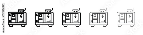 Electric generator icon Outline and flat style designs