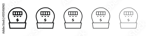 electric meter icon Outline and flat style designs