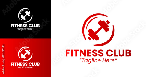 Sleek Fitness Club Logos for Gym Branding in Red and Black for Strength and Power